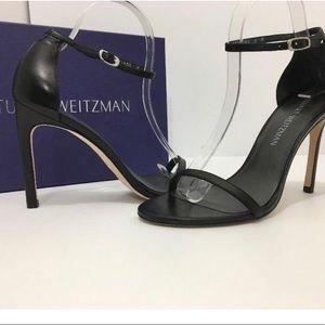 Stuart Weitzman Black Nappa Leather Nudist Sandals